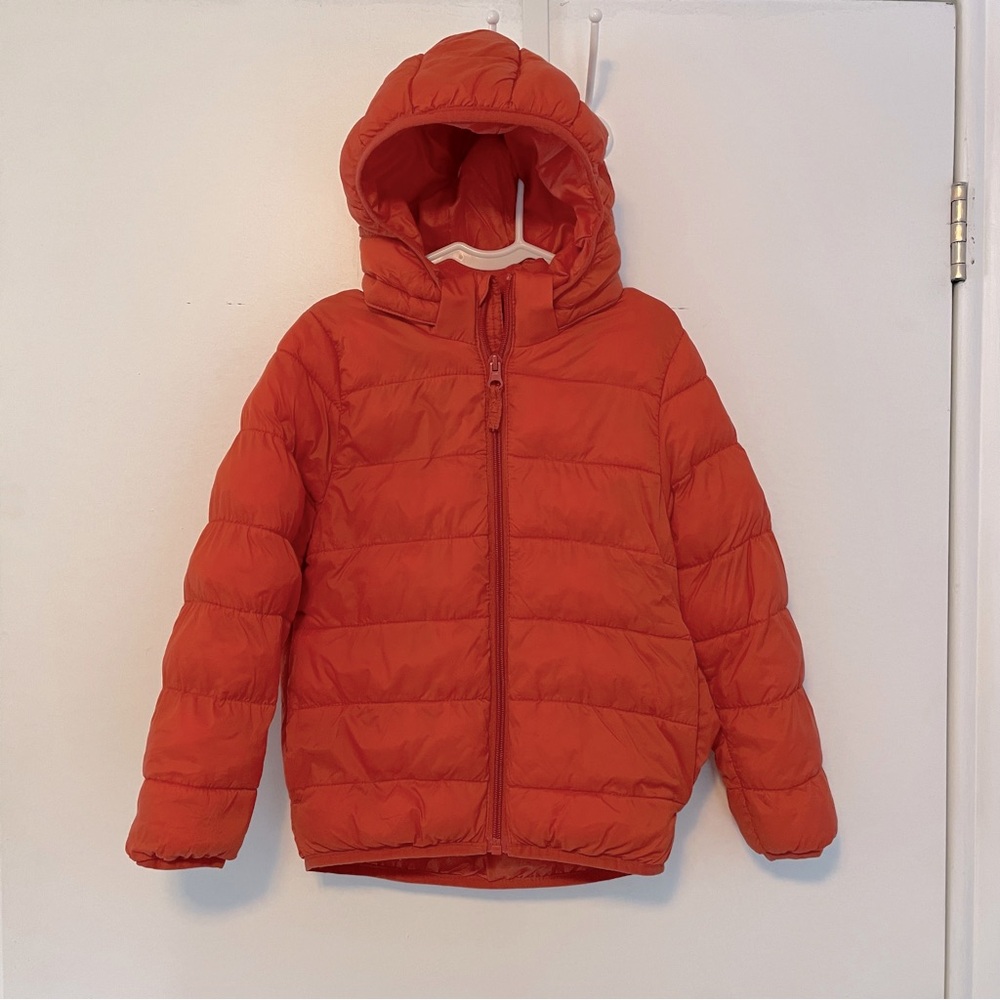 H&M Orange Puffer Jacket with Removable Hood Size 6